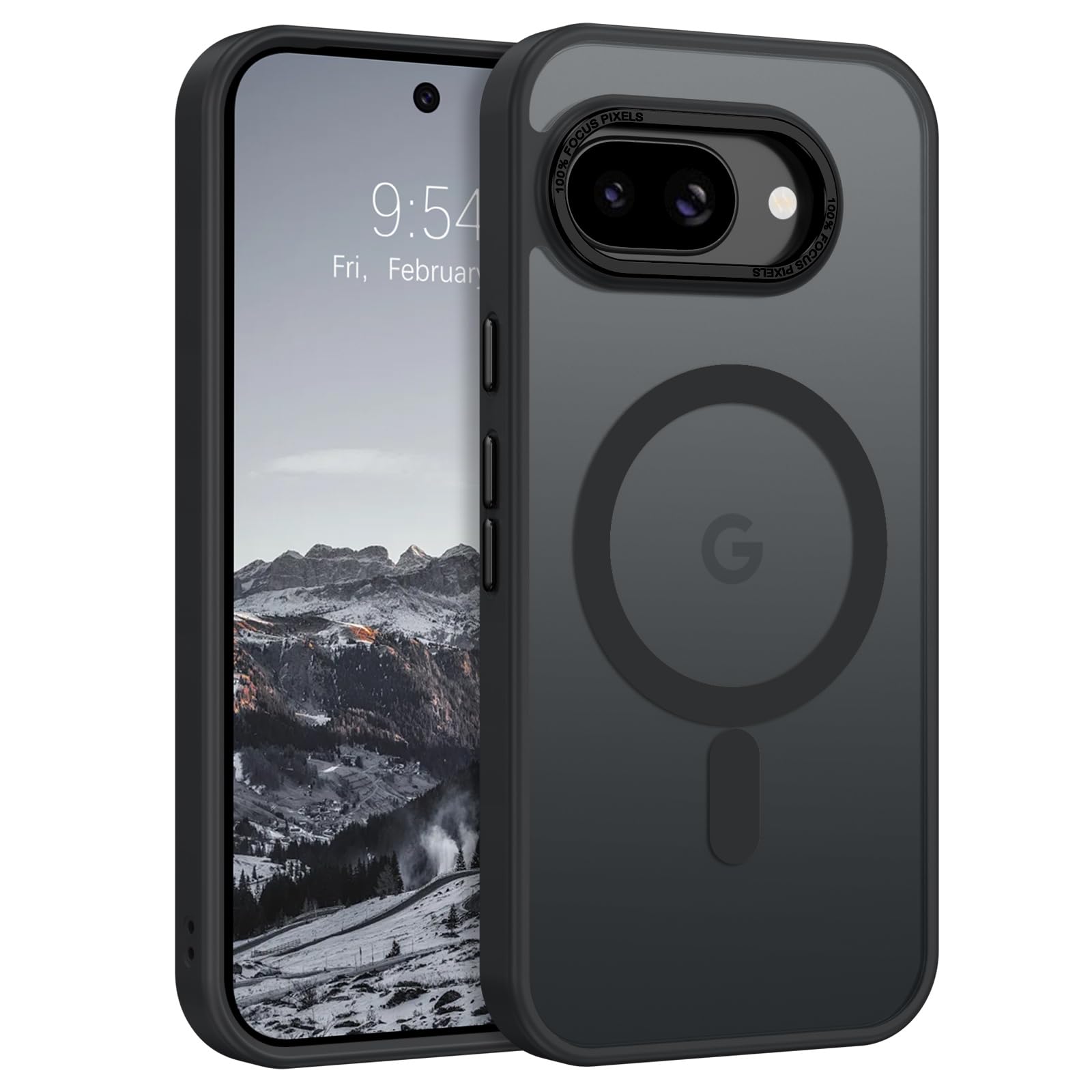 DOMAVER Magnetische Schutzhülle für Google Pixel 9a (6,3 Zoll), [Kompatibel mit MagSafe], Falltest nach Militärstandard, schlanke, Matte und stoßfeste Schutzhülle für Google Pixel 9a, Schwarz