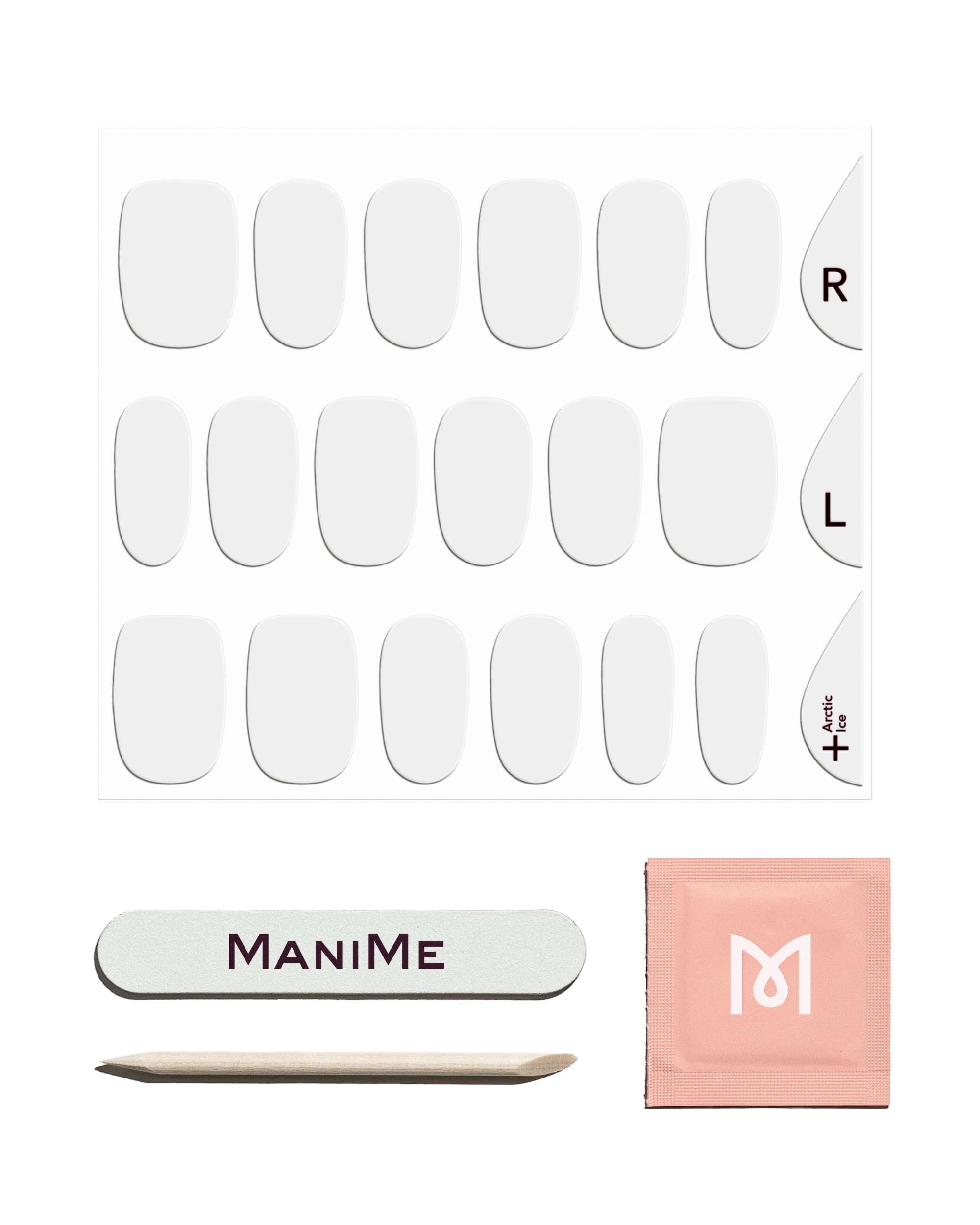 MANIME Gel Nail Strips (Arctic Ice) | Semi- Cured Gel Polish Nail Wraps | Long Lasting At-Home Salon-Quality Manicure | No UV Lamp Required | 18pc Set, Includes Nail File, Prep Pad, Mani Stick
