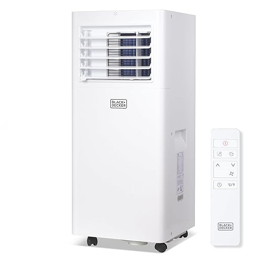 BLACK+DECKER Portable Air Conditioner, 8,500 BTU (5,100 BTU SACC) for Rooms Up To 350 Sq. Ft., Portable AC with Full Function Remote Control & Window Kit, BPACT05SM, White