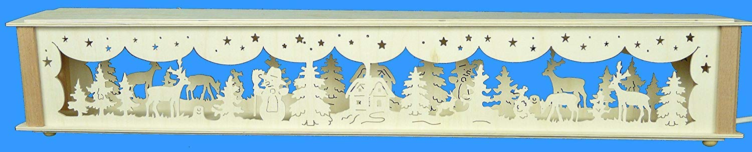 Support rehaussant éclairé bonhomme de neige animaux 72x10cm Monts Métallifères
