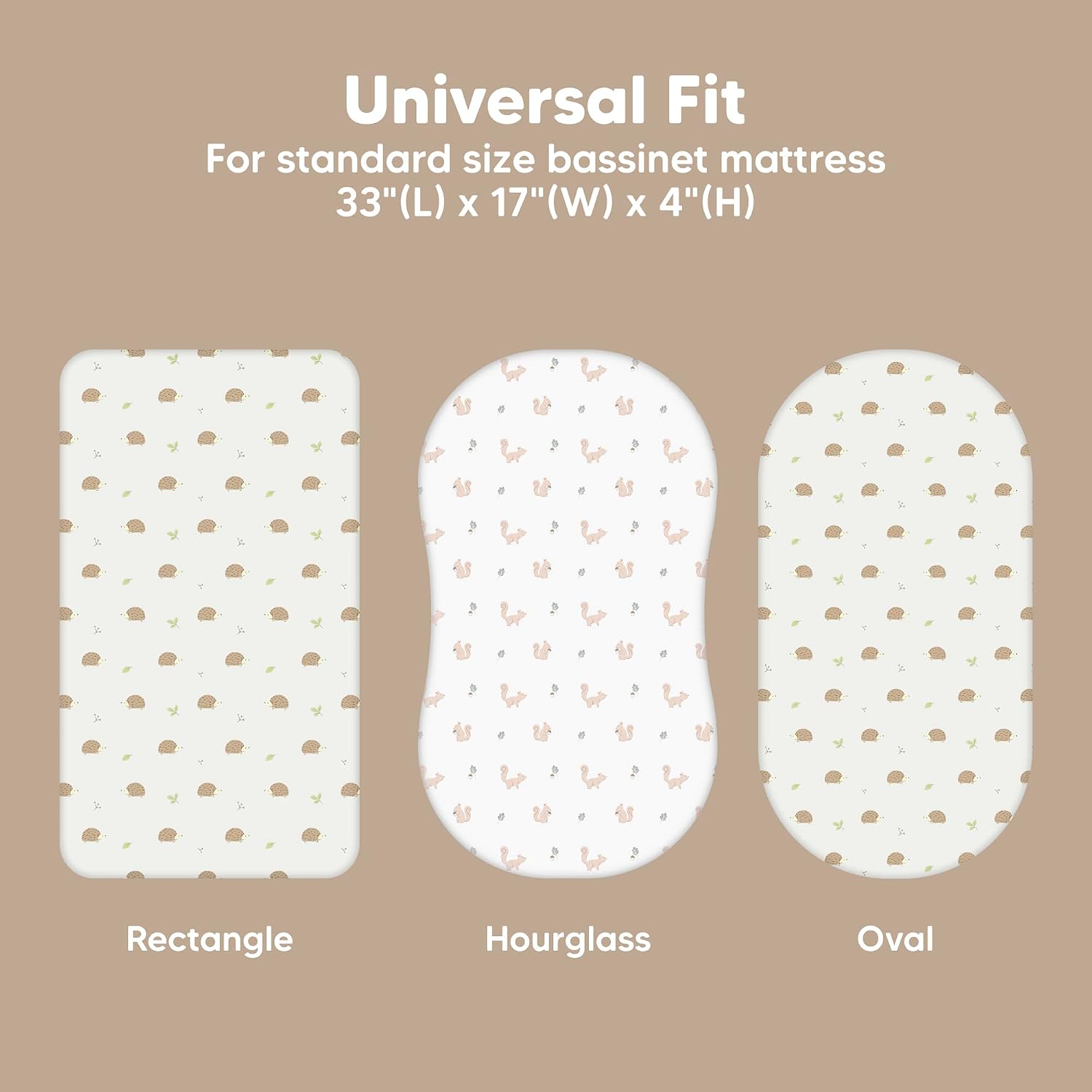 2-Pack Baby Bassinet Sheets Girl, Boy, 33x17 Bedside Sheets (Nibbles/Bruce) | Viscose Derived from Bamboo, Universal Fitted Bassinet Sheet, Compatible with Halo Bassinest Sleeper, Baby Delight, Graco thumbnail