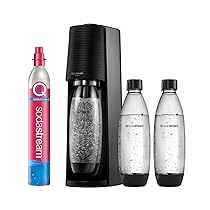 SodaStream Gasatore d’acqua Terra Nero include cilindro di Co2 per realizzare fino a 60 Litri di acqua frizzante, inclusa tre bottiglie da 1 L lavabili in lavastoviglie