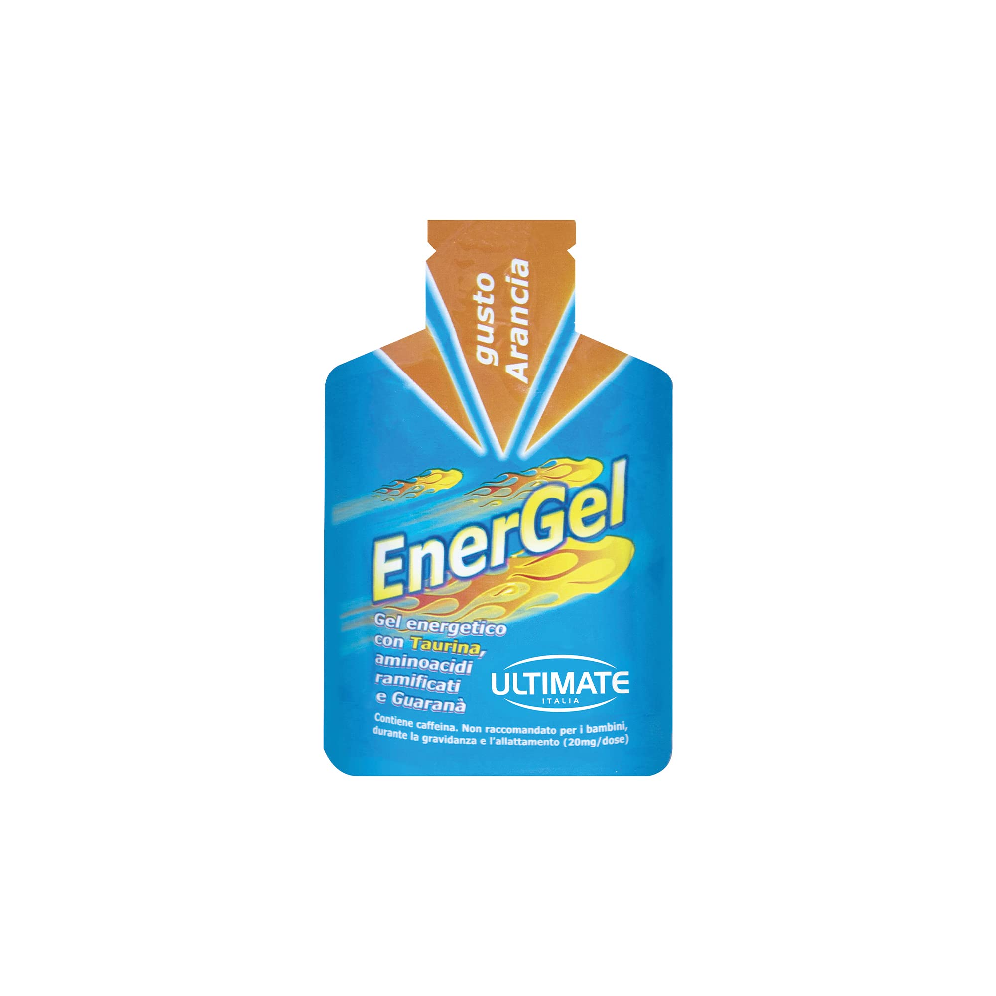 Ultimate Italia - Energel - 24x42g - gusto arancia - Gel energetico con carboidrati, aminoacidi ramificati (BCAA), guaranà e taurina, senza lattosio e glutine