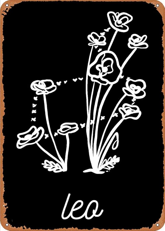 JIUFOTK Leo Metal Tin Signs Twelve Constellation Posters Home Decor Room Cafe Office Club Wall Decoration Zodiac Printing Plaque 8x12 Inches