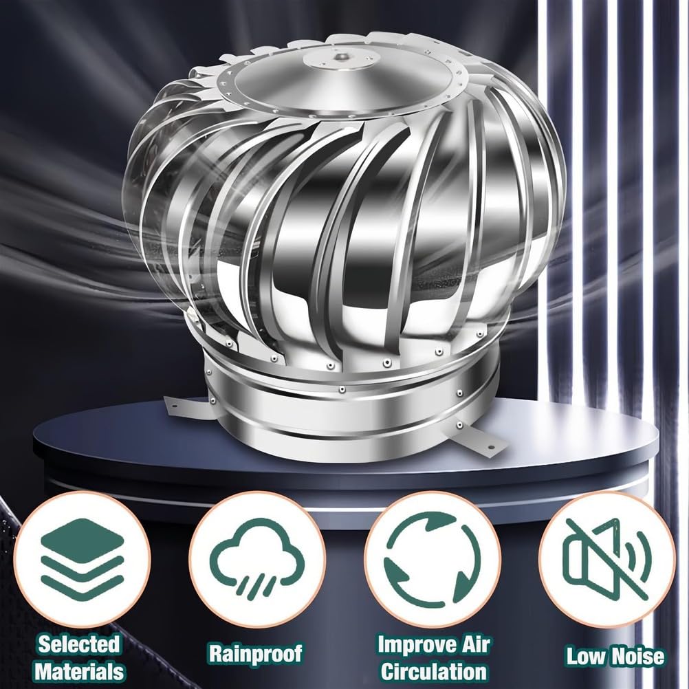 Sombrerete Giratorio para Chimenea, Protector de Acero Inoxidable contra pájaros, Tapa giratoria Anti-Tiro descendente, sombrerete Multiusos para chimeneas y conductos de