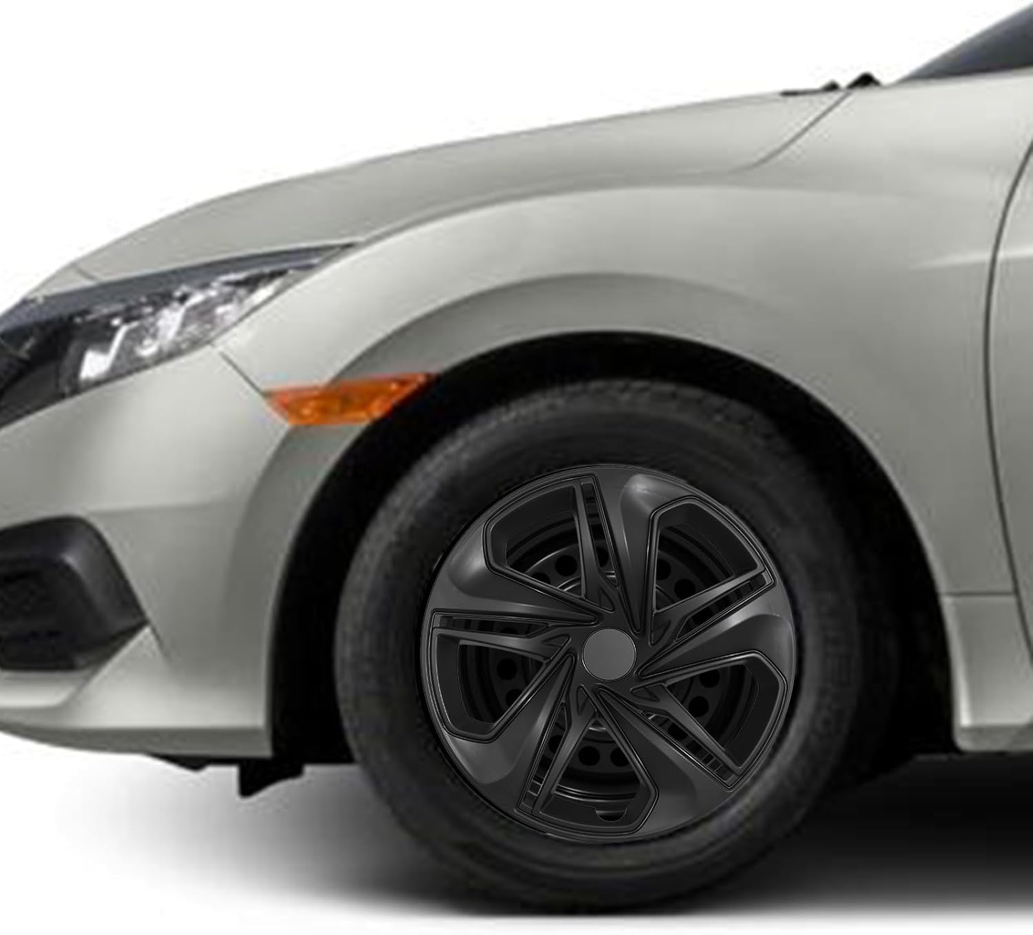 AUTOWIKI 16 Inch Hubcaps Fit for 2016-2021 Honda Civic Sedan, Wheels Rim Cover Compatible with 16-21 Honda Civic 16'' Steel Wheels, ABS & PC Material Hub Caps Set of 4 (16-Inch, Black Matte)