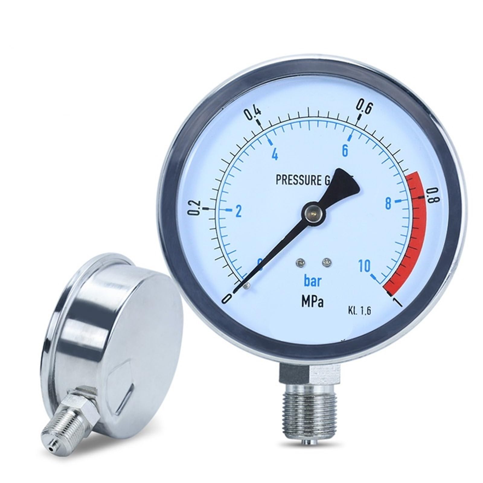 Manómetro hidráulico Radial de Agua de 0-60 MPa, de Acero Inoxidable con glicerina y antivibración, G 1/4 G 1/2, manómetro Digital (YN60BF-1/4, 0-16 MPa)