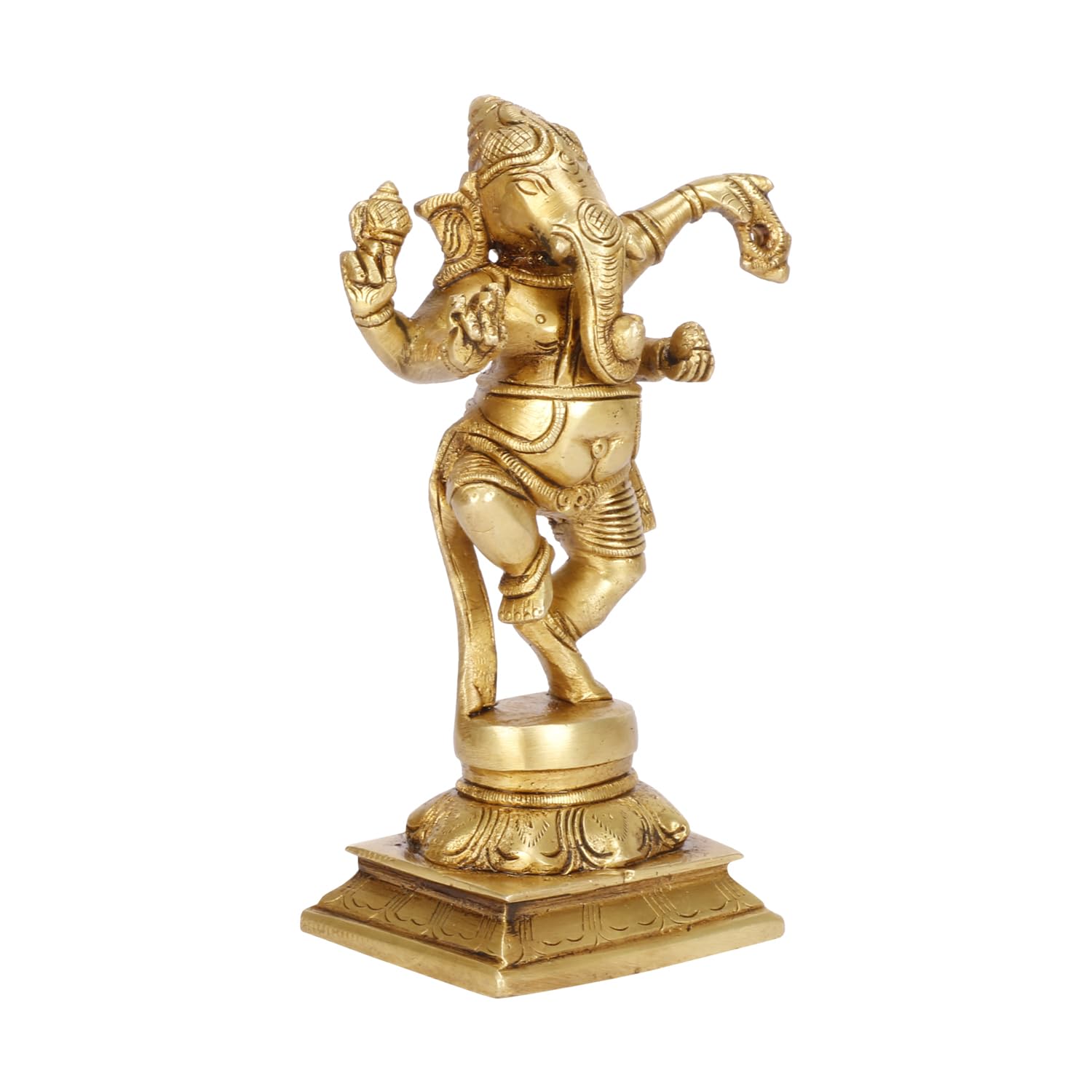 Idolo decorativo in ottone di Ganesha danzante per il tempio domestico, statua di Ganesha per la casa, statua del Signore Ganesha, dimensioni - 15 cm