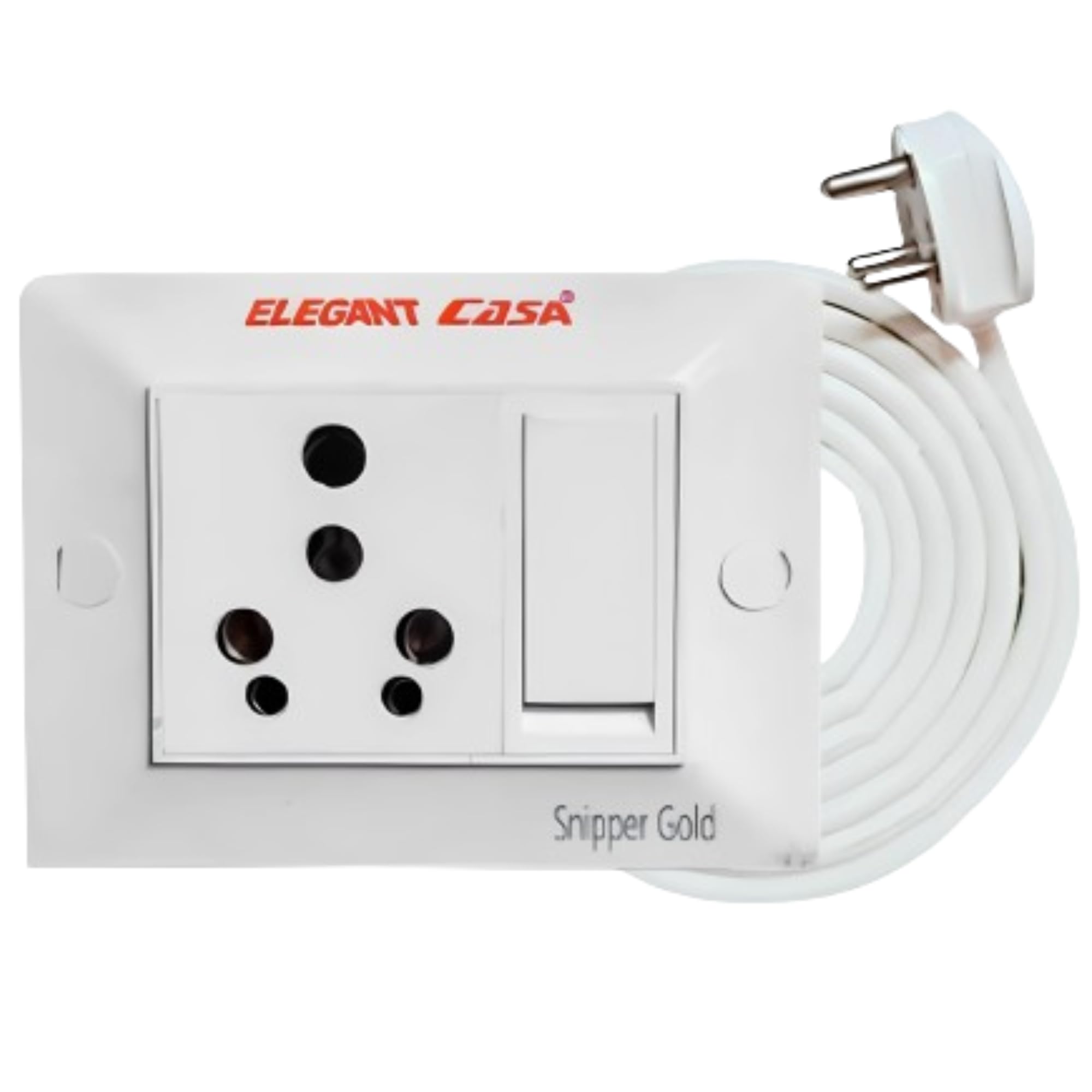 elegant casa 16 amp electric extension board with cord 1 socket with individual switch light and small appliances with 16 amp plug top 3 core 1.5 mm,3 meter copper wire