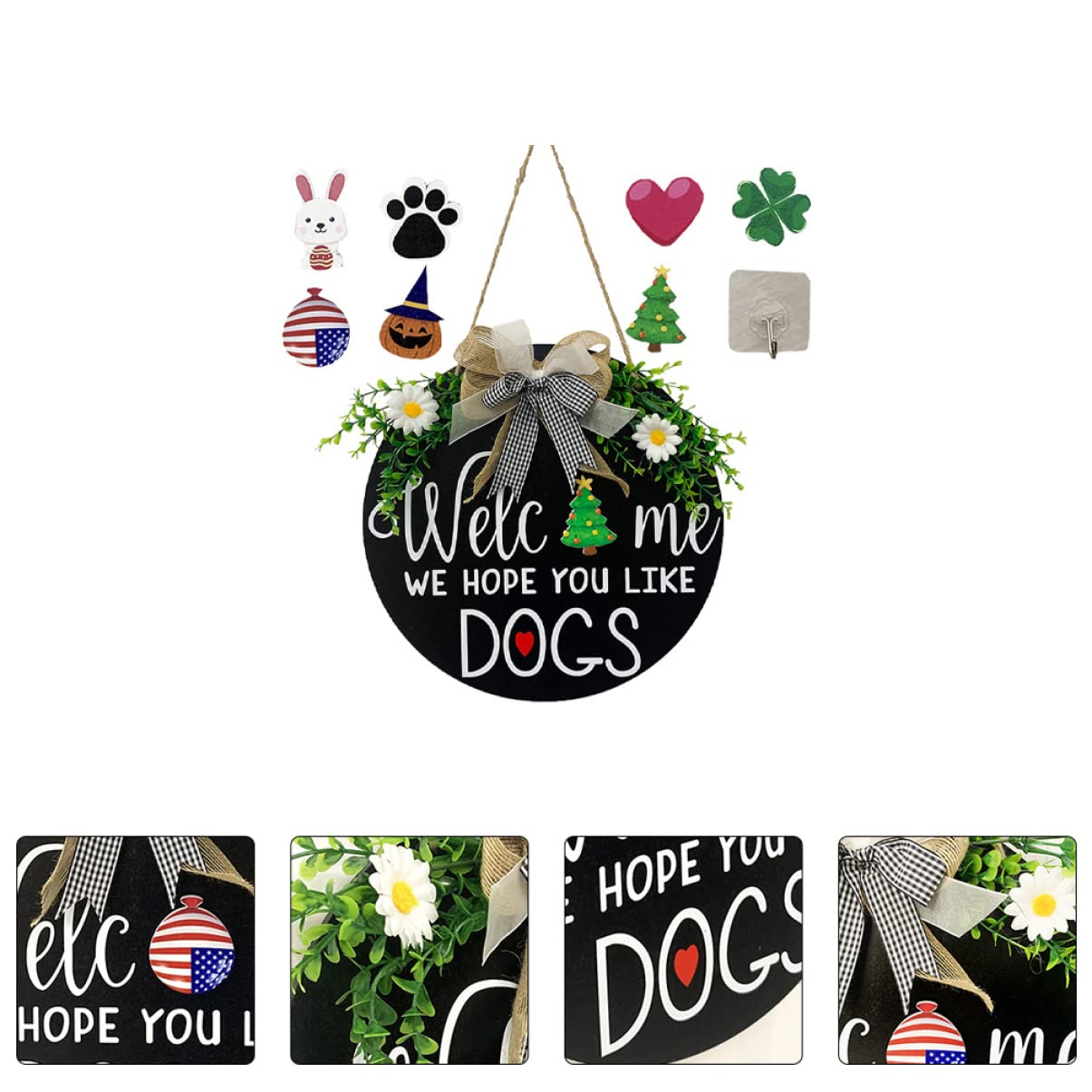 Amosfun 3 Juegos cartel de bienvenida de madera decoraciones puerta Lámina decoración frente muro home decor decoração casa tablero de bienvenida del festival plato de bienvenida de madera