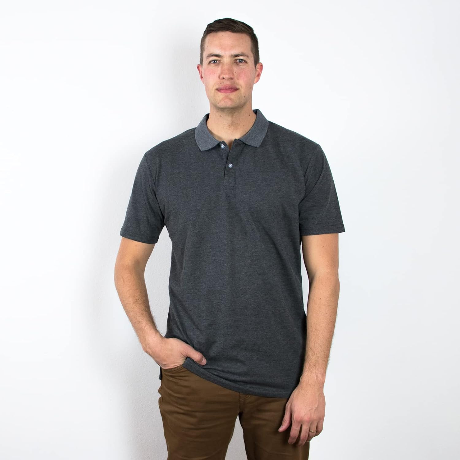 Men's Tall Slim-Fit Short Sleeve Pique Polo Polyester/Cotton Blend Long Tee - Image 2