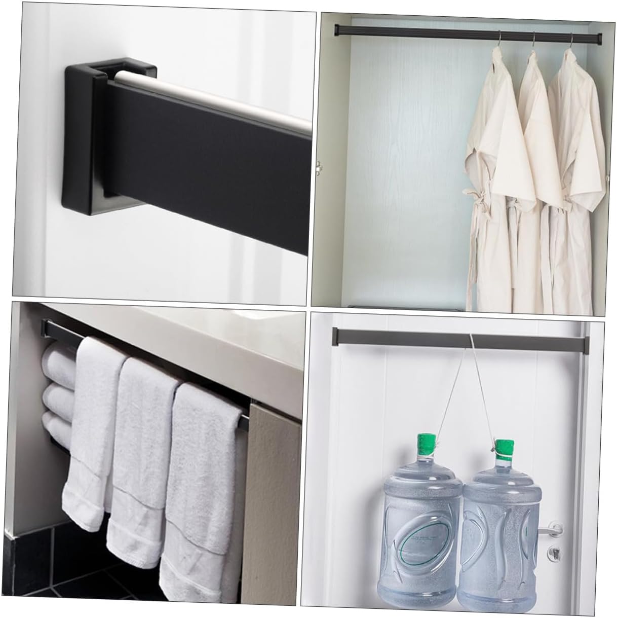 OSALADI 10pcs Aluminum Alloy Closet Rod Holders Wardrobe Clothes Rail Brackets Anti-Rust Stable Mount for Laundry Wardrobe Clothes Shop Storage (Black, 10pcs)