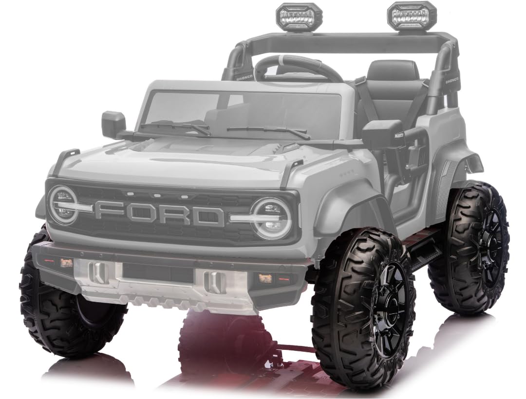 Kit 4 Ruote in Gomma EVA XL con Copriruota per Auto Elettrica per Bambini Ford Bronco 24V – Ruote Antiscivolo Silenziose, Maggiore Aderenza e Comfort di Guida
