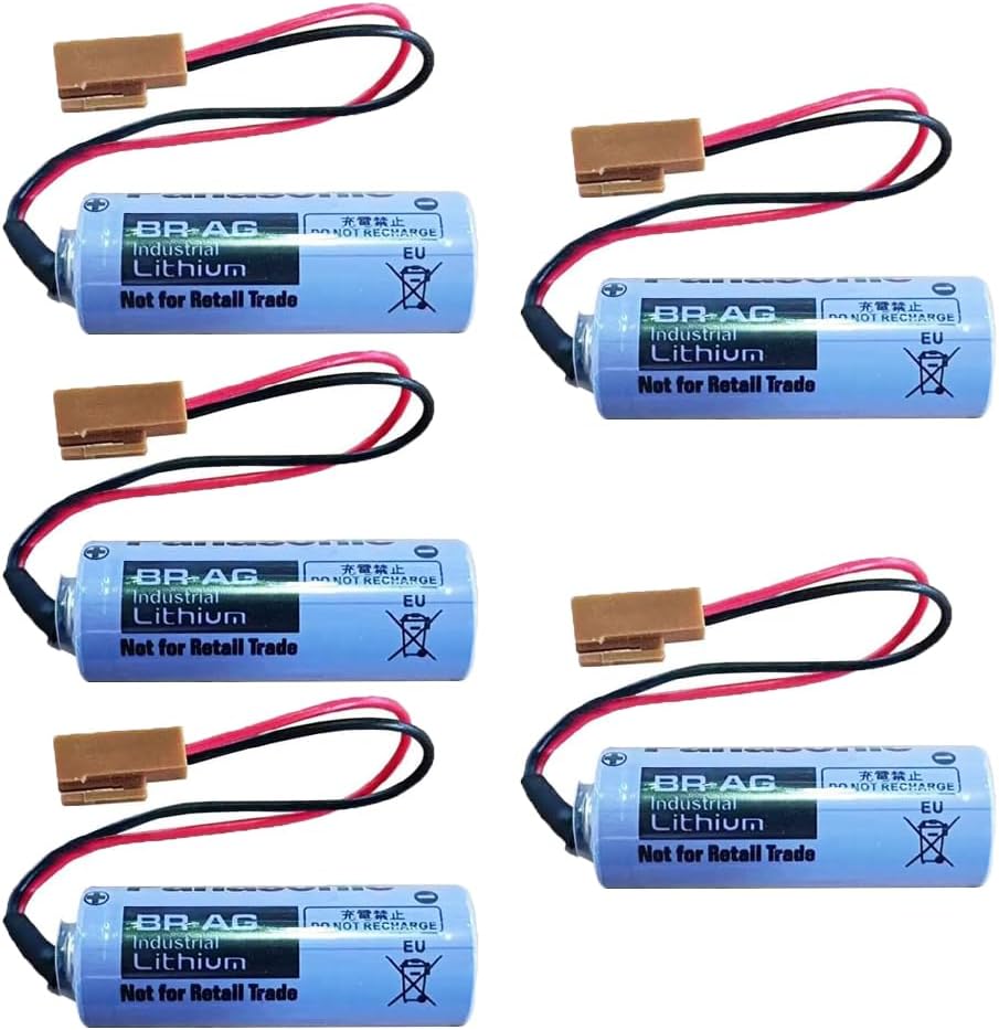 5-Pack BR-AG Battery 3V 1800mAh for BR-AG 3V Lithium Battery with Brown Plug
