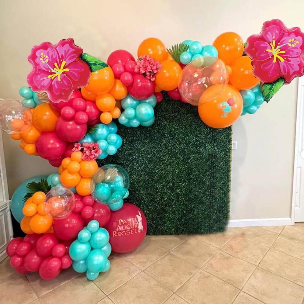 Balony foliowe z motywem tropikalnego hibiskusa, 60 cm, różowy kwiat hibiskusa, balon na magiczny motyw, hawajski flaming, lato, Luau Aloha, dekoracje na przyjęcie urodzinowe