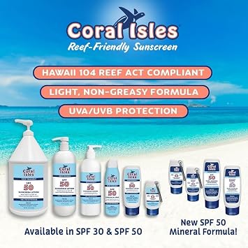 KIDS Coral Isles Sunscreen SPF 30 | Broad Spectrum UVA/UVB Protection | Hawaii 104 Reef Act Compliant (Oxybenzone & Octinoxate Free) | Water Resistant 80 Min. | Fragrance Free Lotion (16 Fl Oz)