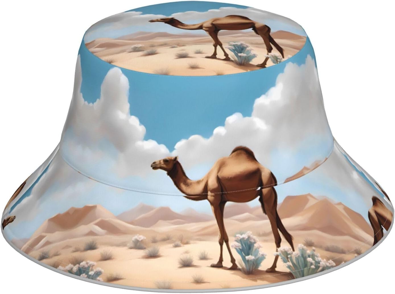 Bucket Hat with Unique Walking Camel Print Stylish Breathable Foldable Versatile Outdoor Accessory