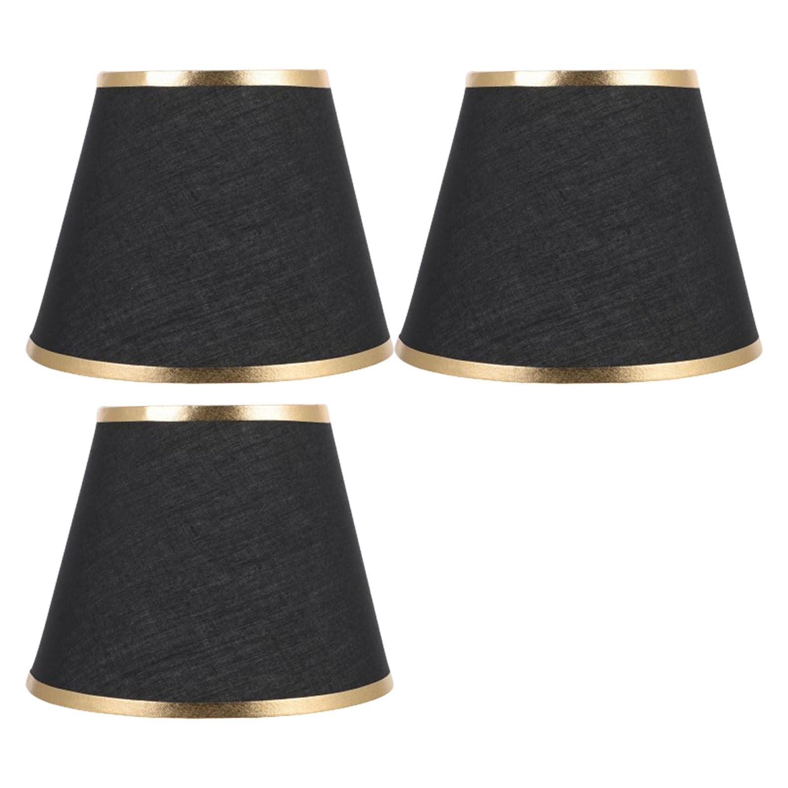 Beimus Black Gold Edge Of 3 Elegant Bells Clip On Lamp Shades Lamp Shell Lighting Cover Fabric Texture For Chandeliers And Wall Sconces Chandelier Shades