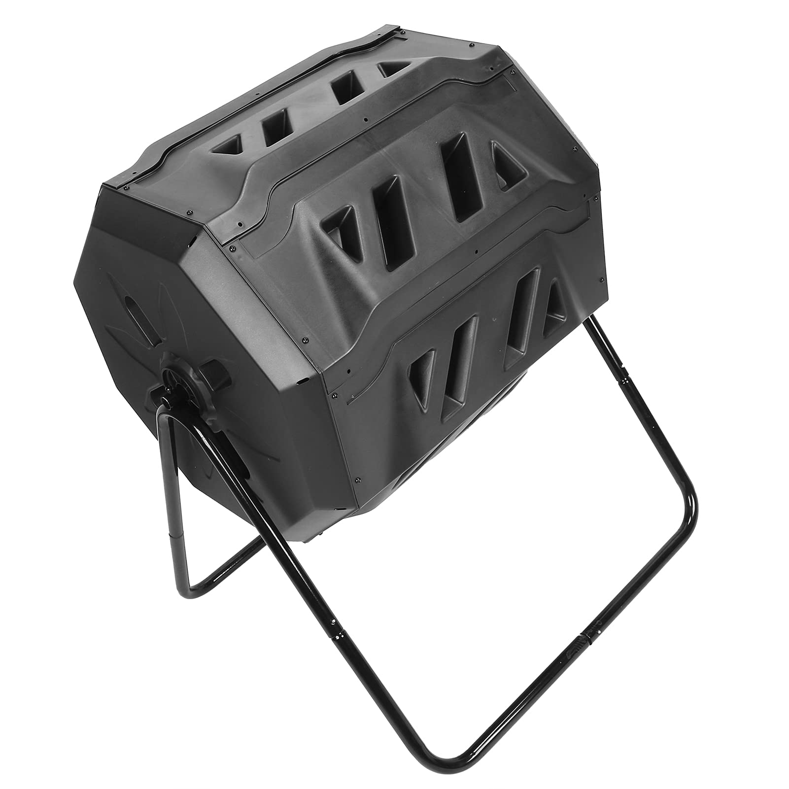 Luocute Composteur à Culbutage Extenrieur Double Bac à Compost Rotatif, Bac à Compost en Fer en Plastique de Grande capacité de 160 L, Fermenteur de Cour, Engrais Organique, à Gobelet