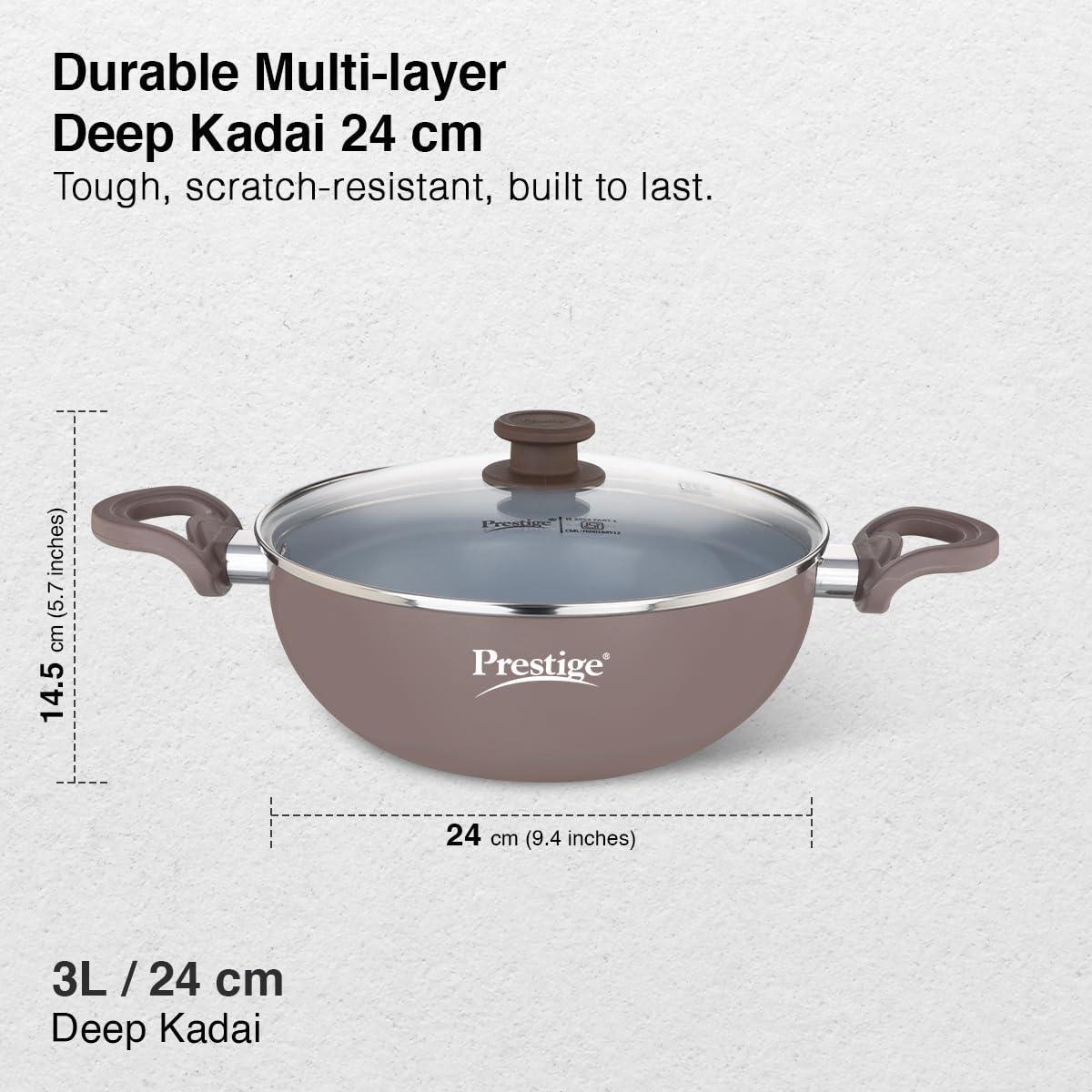 Prestige Ceraglide Kadai - Non-Stick, Gas & Induction -3 Prestige Ceraglide Kadai - Non-Stick, Gas & Induction -3