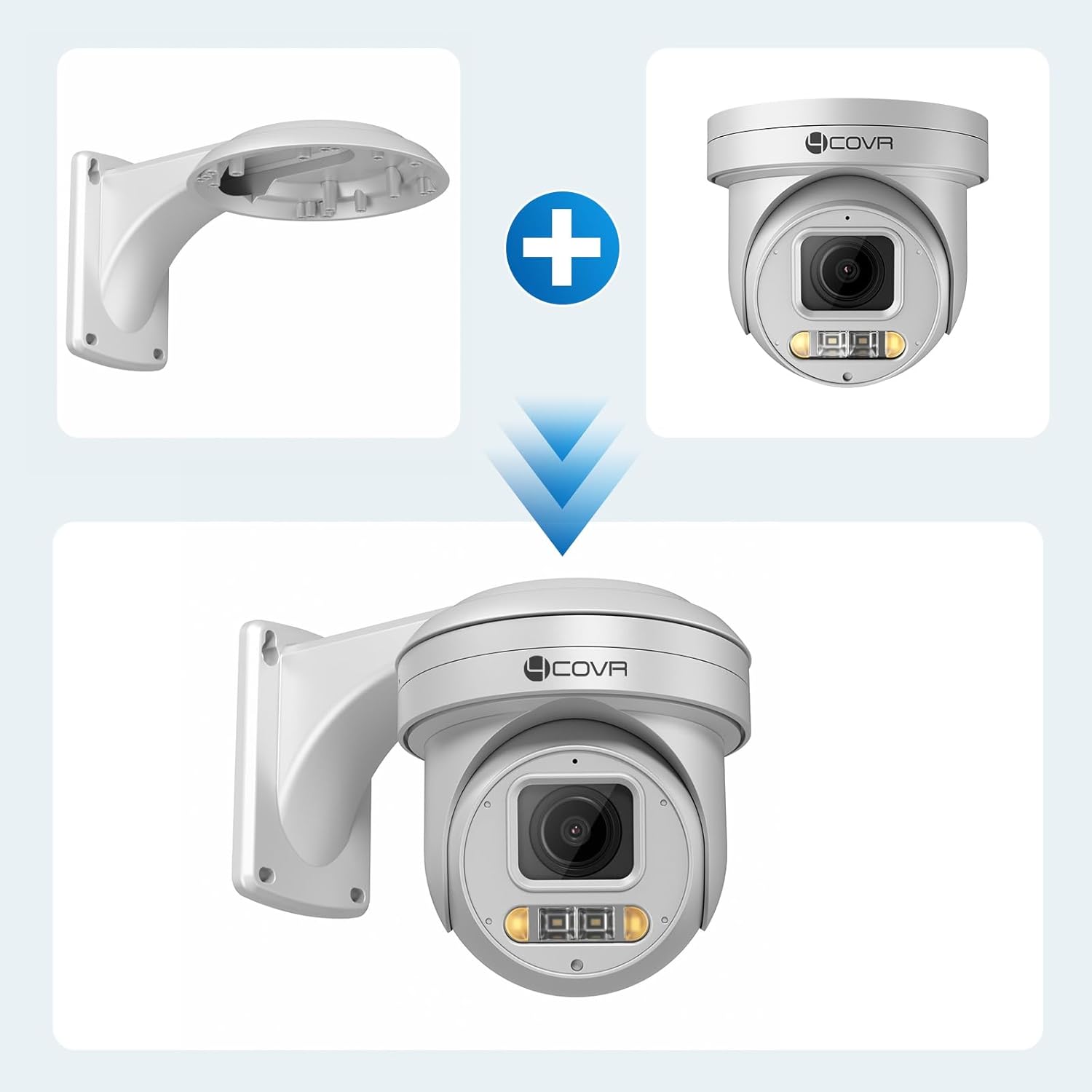 4COVR CCTV Security Camera Mount Bracket, Indoor Outdoor L-Type Wall Mount Bracket for PoE Security IP Camera Mounting, Compatible with LY5XCP5MA, LY608F8MA, LY-5XC