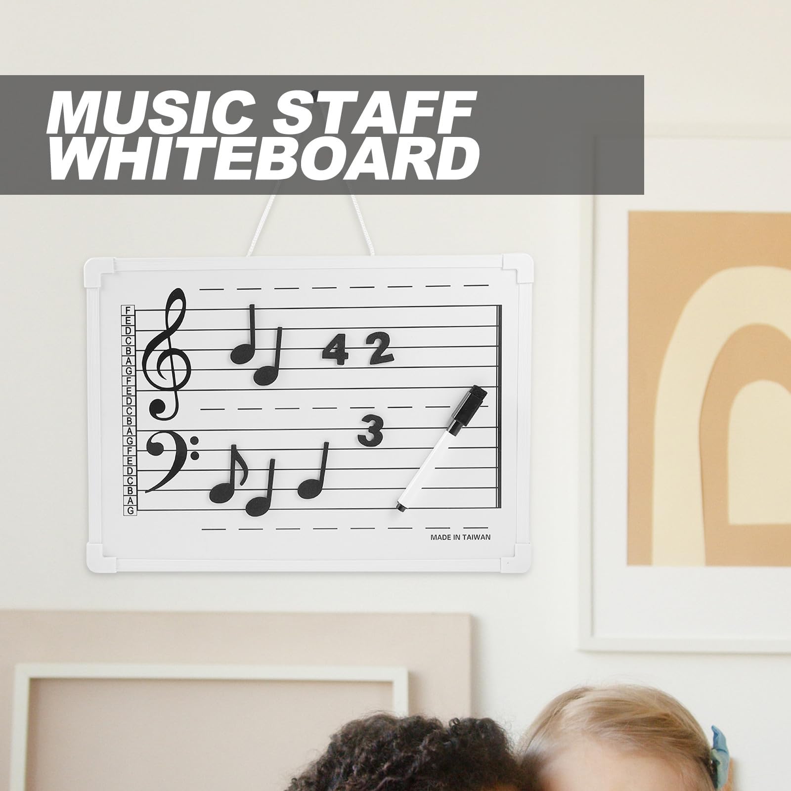 Notenlinien Whiteboard mit Abwischbaren Notenaufklebern Wiederbeschreibbare Musiklehrtafel Leichtes Whiteboard für Schule und Zuhause Wandtafel mit Aufhängevorrichtung