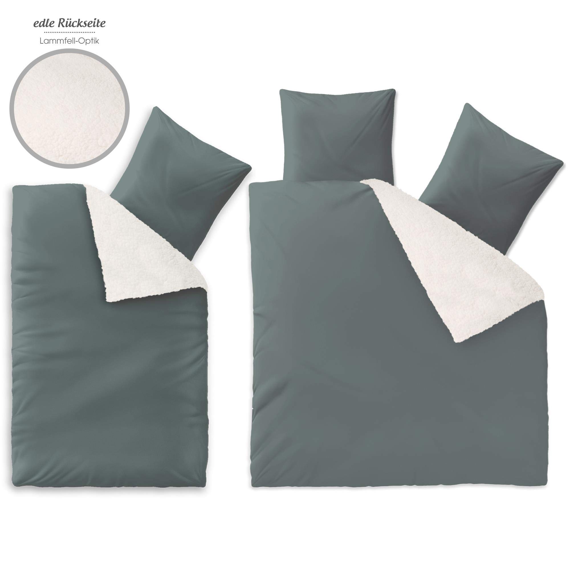aqua-textil Arctic Bettwäsche 135 x 200 cm Lammfell Optik Bettbezug Nicki Fleece Bezug mit Reißverschluss grau
