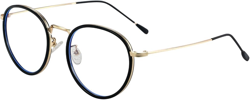 Aroncent Women Metal Circle Eyeglasses Fashion Full Rim Round Thin Artist Frame-Henk
