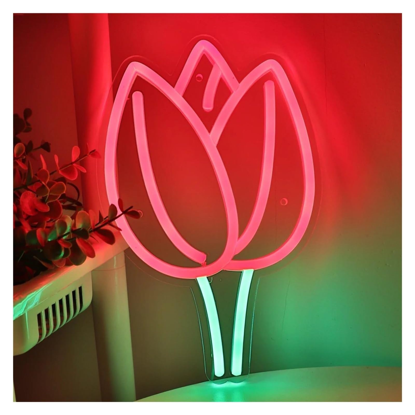 letrero de luz de neón Flor de para rosa para letrero de neón para pared regulable con alimentación por para USB para luz de neón