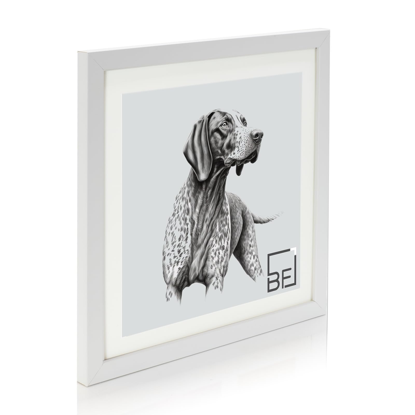 Boldon Framing - Matt White, Square Photo Frame in Solid Wood with White Wall Mount, 12x12 - Pic Size 10x10 Picture Display