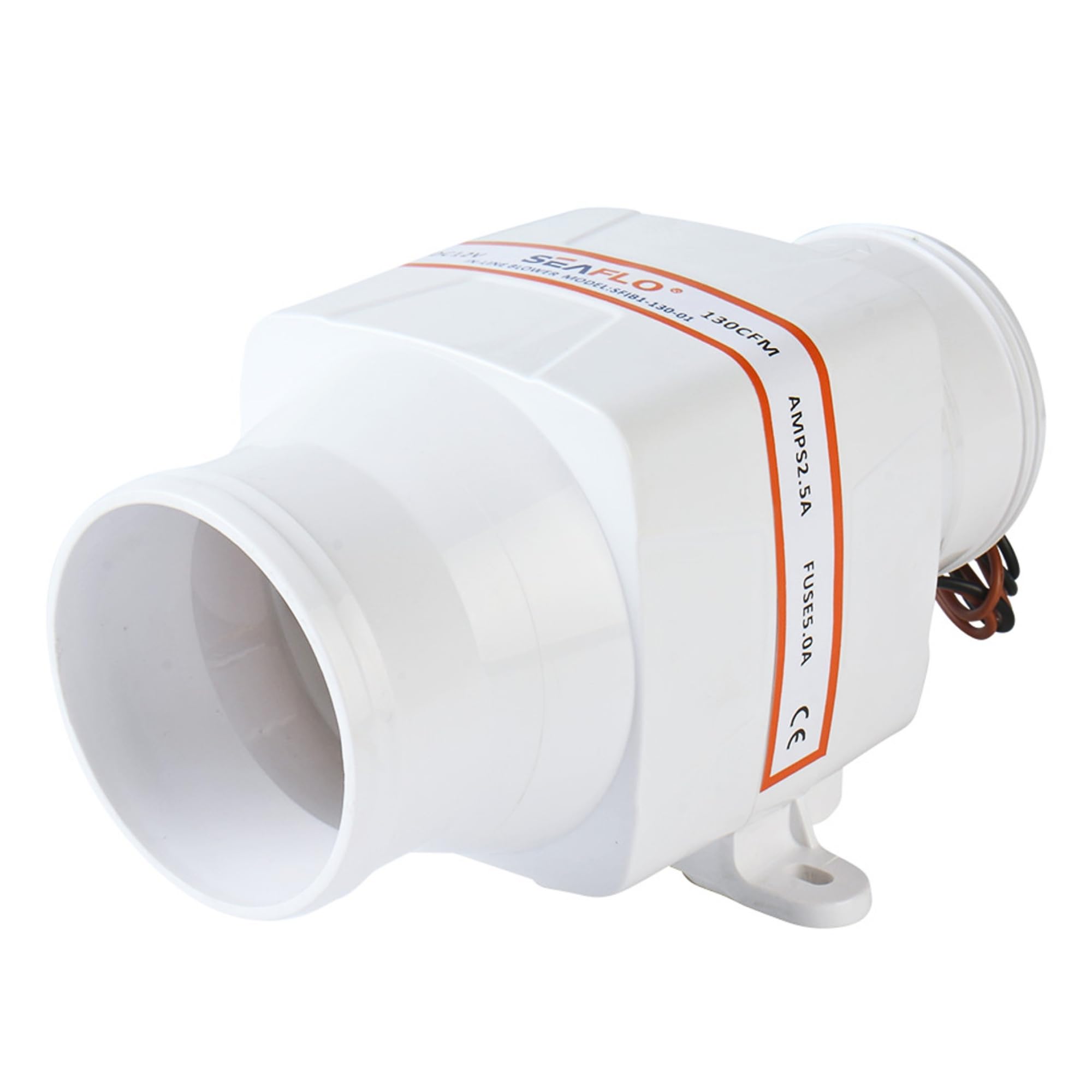 SEAFLO Soffiatore di sentina marina in linea, 3 pollici, 12 V, 130 CFM, barca silenziosa, colore: bianco