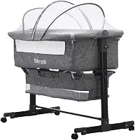 Berço Infantil Portátil Moisés Co-Sleeper Bed Balanço Acoplado Cama com Mosquiteiro para Bebê Recém-Nascido Viagem 10kg (Cinza Claro)