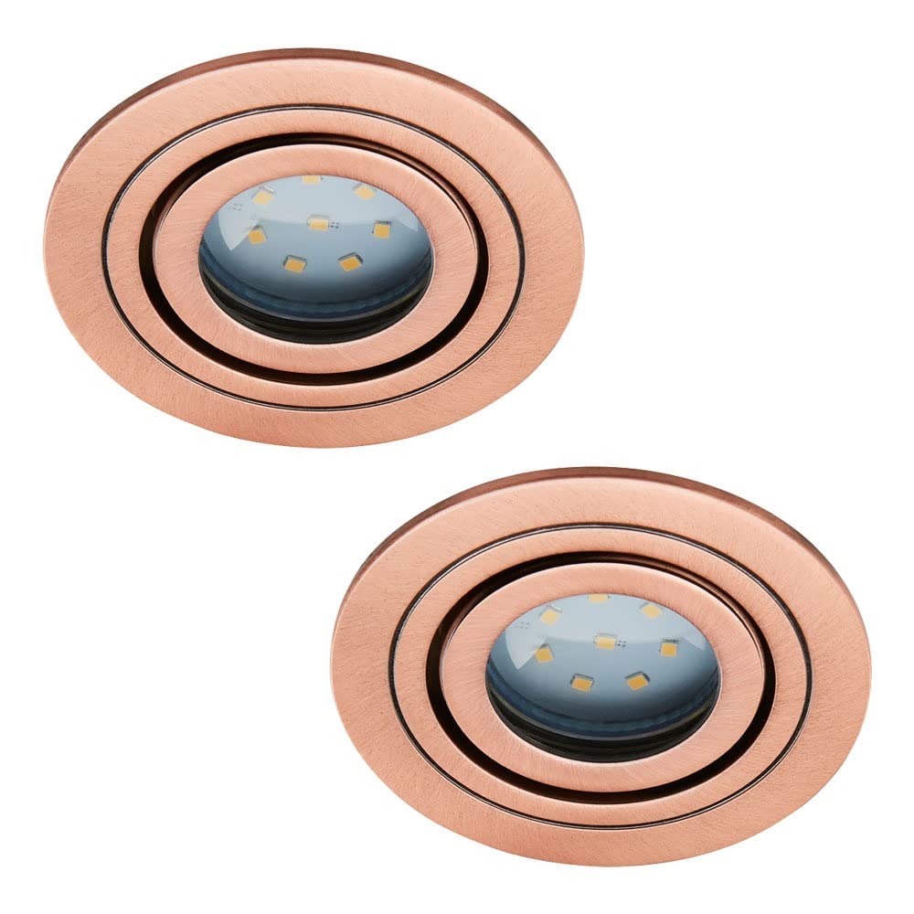 LITECRAFT Recessed Downlight IP65 Rated Tiltable Spotlight - (Brushed Copper, Pack of 2)