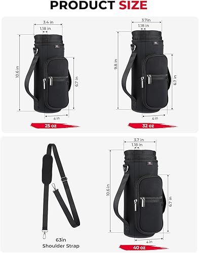 Miniatura 6 de KEMIMOTO Portabotellas de agua con correa, soporte para botella de agua con goma en la base, bolsa para botella de agua con correa ajustable para el