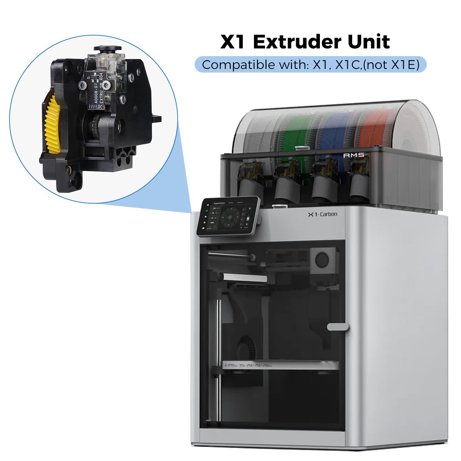 Bamboo Lab X1 - Unità di estrusione per stampante 3D in carbonio X1, X1C, X1, doppia marcia, in acciaio temprato, parti di ricambio complete per estrusore, elevata forza di estrusione