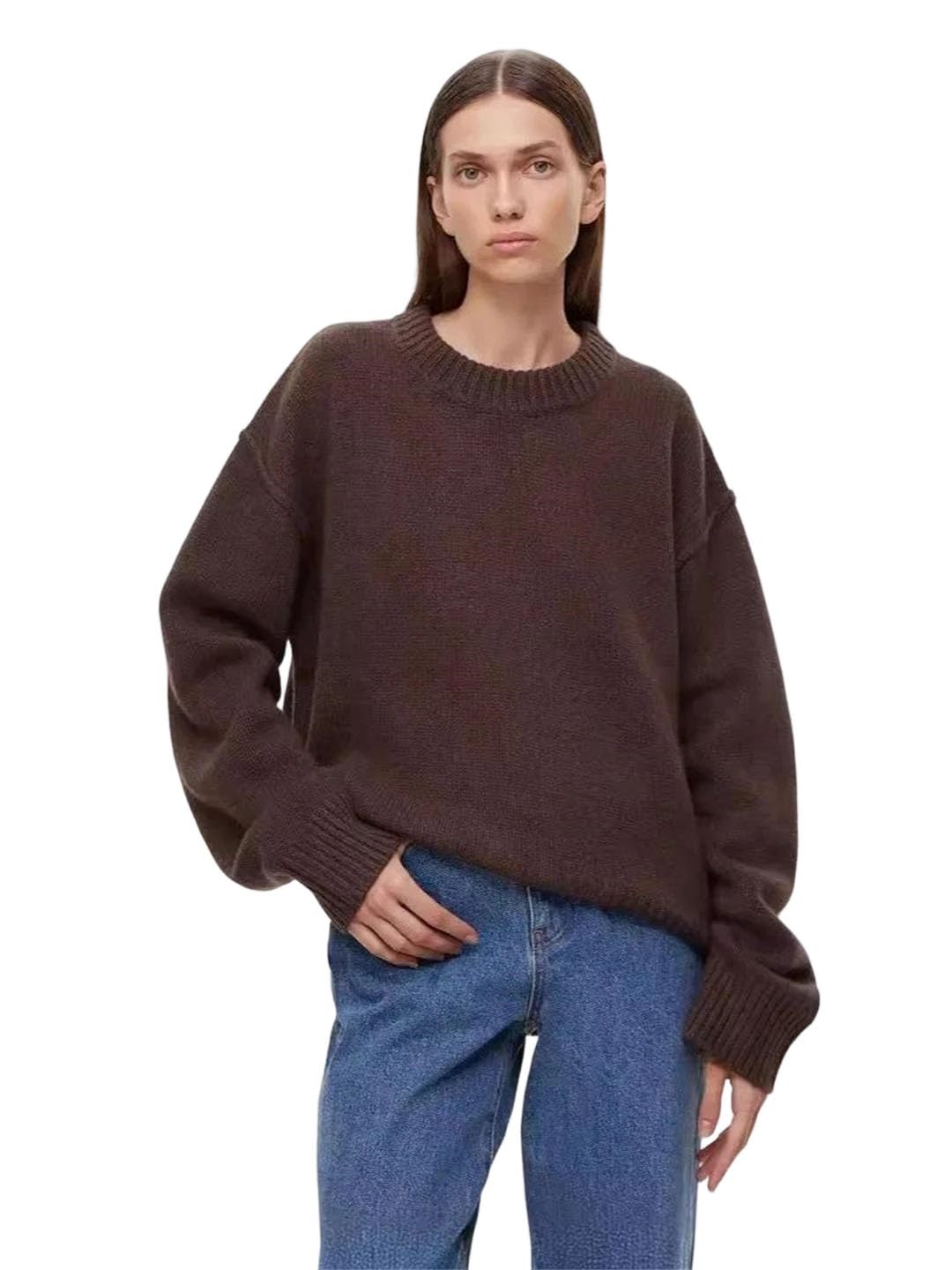 Womens Warm Sweaters Loose Crewneck Knitted Pullover Long Sleeve Casual Jumpers Top Fall Winter Trendy Outfits