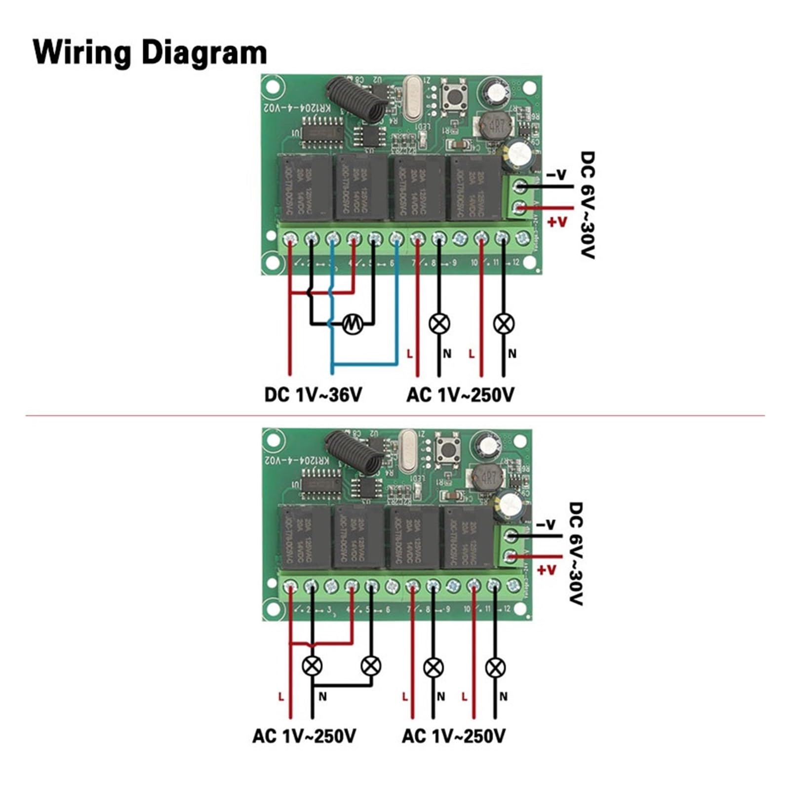 Elektrischer TüRöFfner, 433 MHz Universal-Fernbedienung DC Wireless Relay Empfänger und Sender, for Garage/Licht/Motor/LED(1RC 5B)