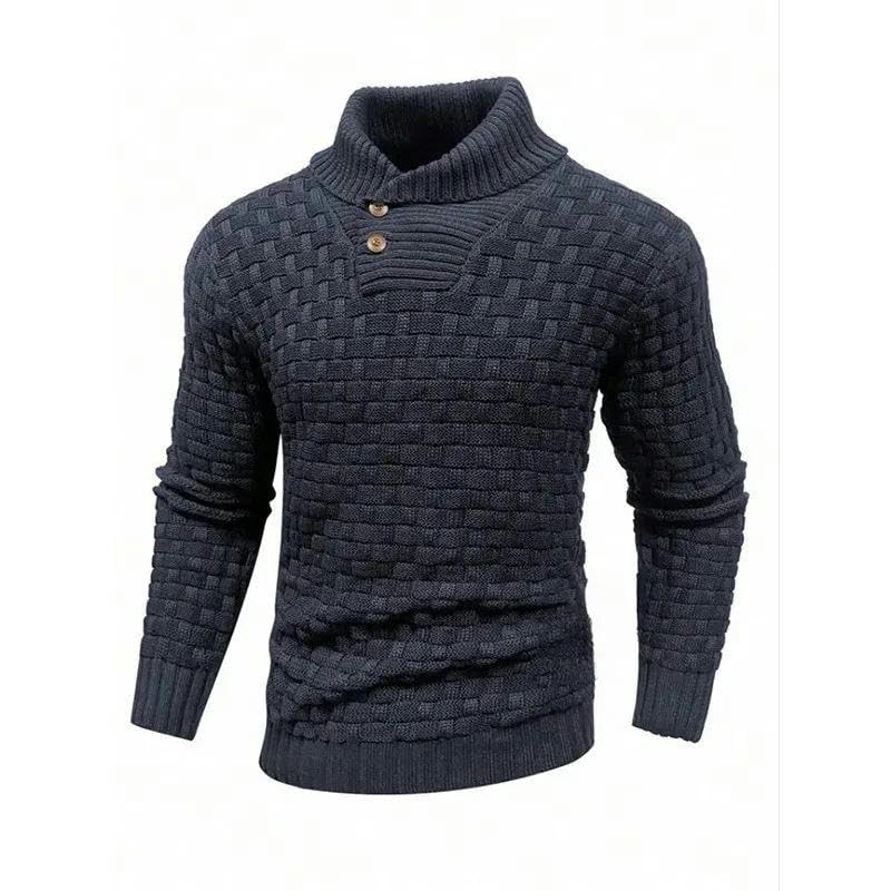 Men's Pullover Plaid Long Sleeve Knitted Warm Knitted Autumn and Winter Sweater4