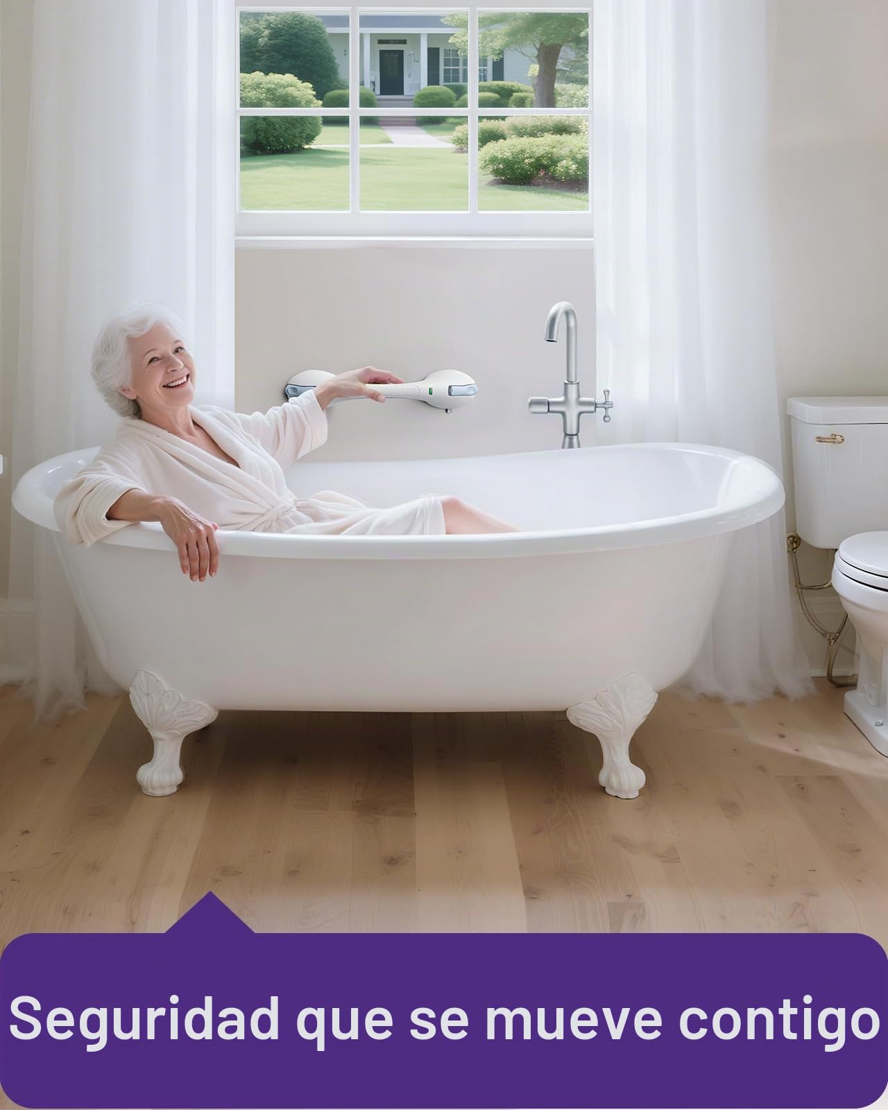 KEKOY Agarraderas Baño para Mayores con Indicador, Agarrador Ducha para Personas Mayores y con Discapacidades – Asidero de Ducha Seguro y Resistente, Sin Taladrar y Desmontable (Azul oscuro*2）