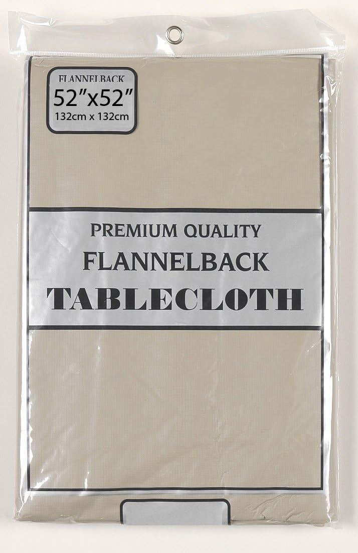 Artsy Casa BUON Appetito Collection Solid Color Vinyl Tablecloth with Polyester Flannel Backing - Linen Rectangle (52" x 90")