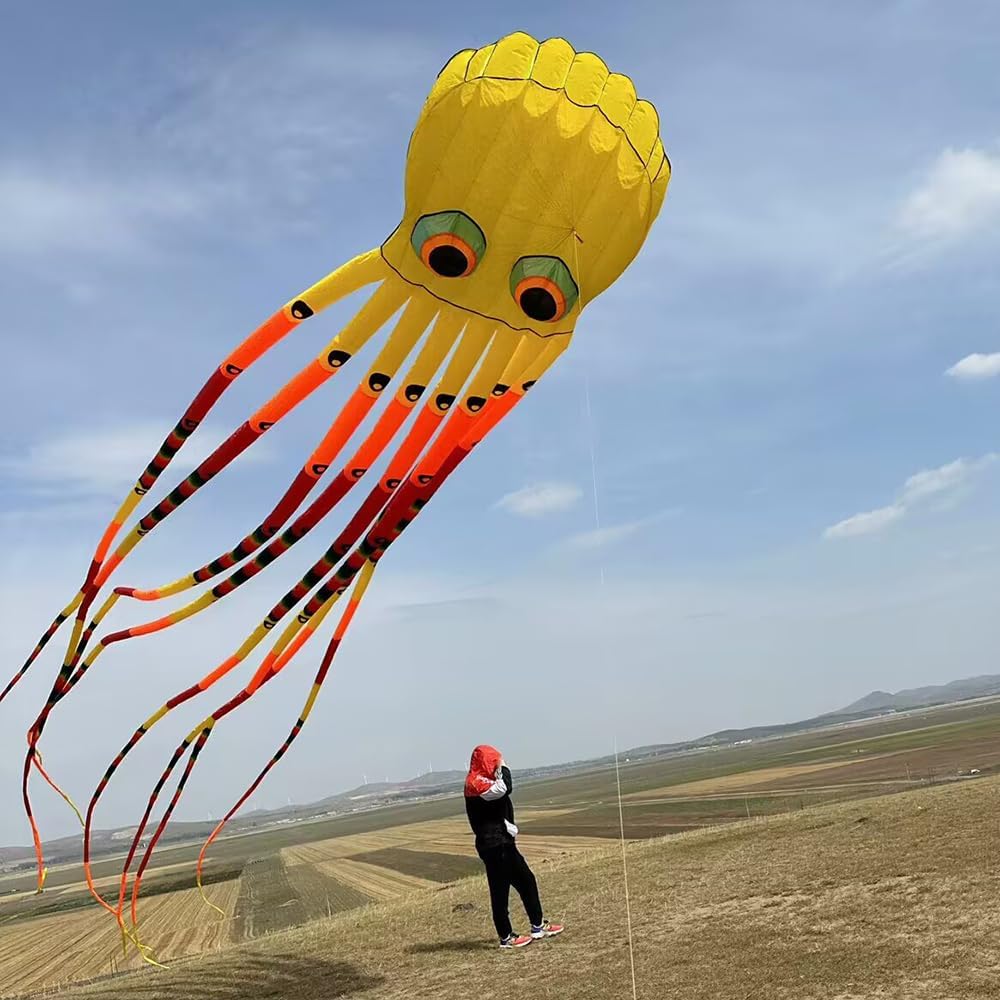 HFLY Soft Inflatable Large 15m Colorful Octopus Kite for Adults Easy to Fly