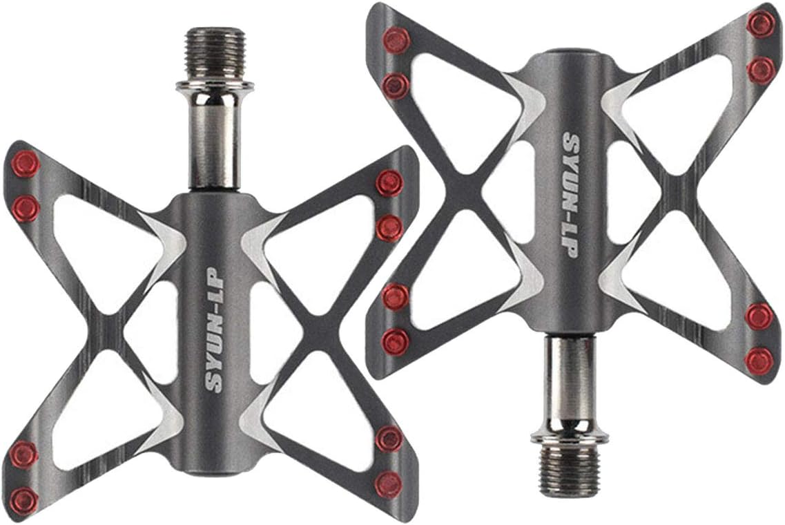 ThinkTop Bike Pedals 3 Bearing Road Mountain Bike Platform Pedals Flat Sealed Lubricate Bearing Axle 9/16 Inch for BMX MTB