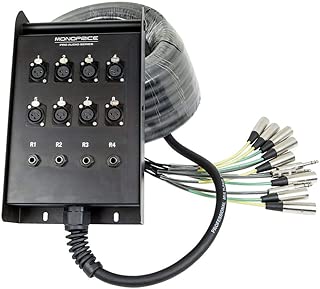 Monoprice 12-Channel Snake & 8 XLR x 4 TRS Stage Box - 50 feet With Metal Body Connectors And Rubber Strain Relief Boots - coolthings.us