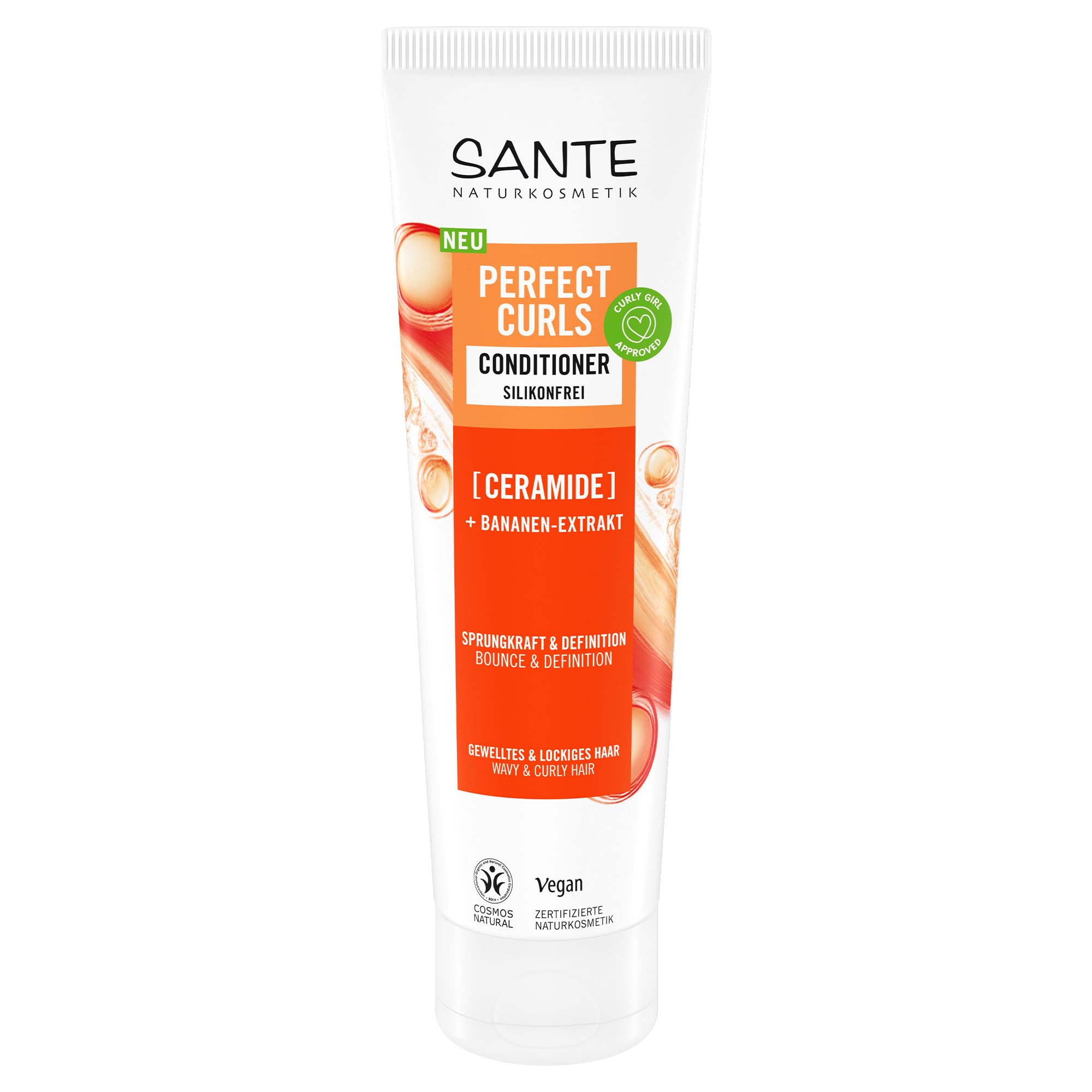 SANTE Naturkosmetik Perfect Curls Conditioner Ceramide - 150ml - Haarspülung mit Ceramiden & Banane - Feuchtigkeitspflege für Locken & welliges Haar - silikonfrei, mild & vegan
