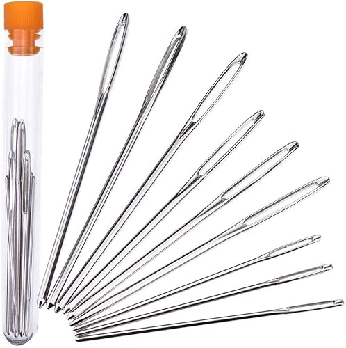 Vista 2 de Outus 9 Pieces Large Eye Blunt Needles 3 Sizes Steel Yarn Darning Knitting Sewing Blunt Needles