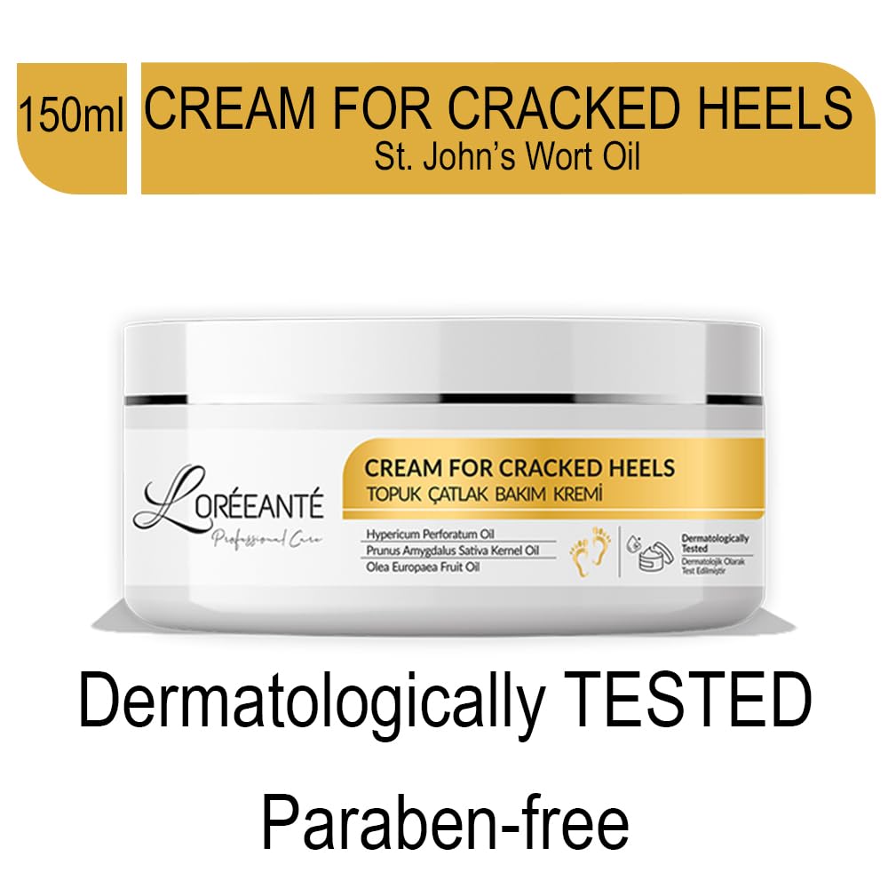 loréeanté Heel Crack Care Cream with Miraculous St. John's Wort Oil – Intense Repair for Dry, Cracked Heels | 5.29 Ounce | Fast Relief & Deep Moisture 150ML