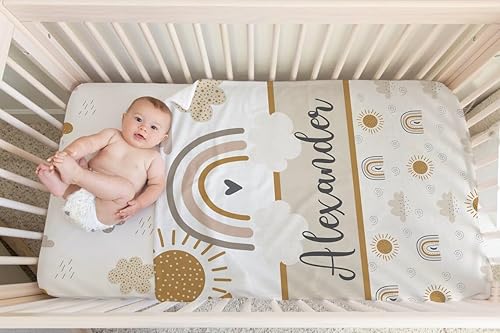 Miniatura 2 de Home Gourmet Manta de bebé bohemia personalizada, manta de bebé neutro de género, manta de bebé arco iris, manta de baby shower, ropa de cama