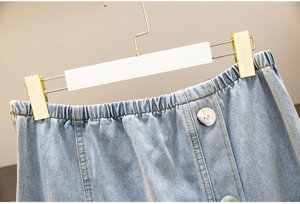 Gonne da Donna,Gonna Midi da Donna Gonna di Jeans A Spacco Irregolare A Vita Alta Elastica Blu Plus Size Gonne Lunghe di Moda A-Line Increspato per Ragazze Signore,3XL