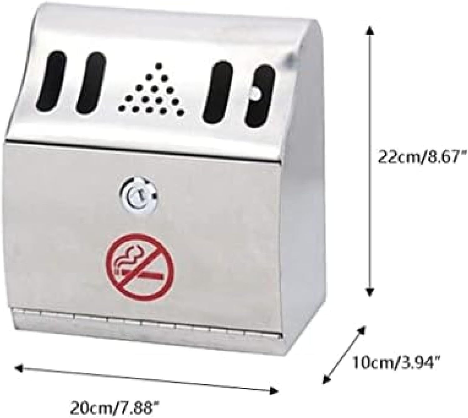Posacenere da parete con contenitore per cenere, in acciaio inox, per uso esterno, contenitore per rifiuti di sigarette