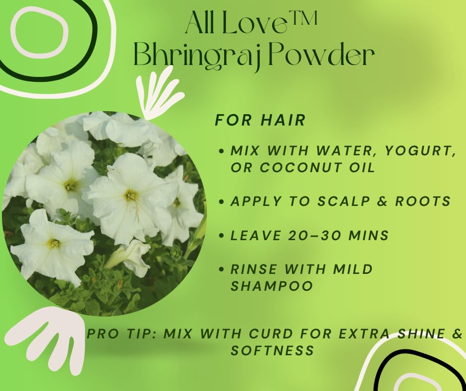 All Love Bhringraj Powder for Hair and Skin Care, Natural Herb for Hair Growth and Scalp Treatment 3